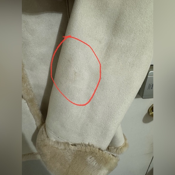 Calvin Klein Tan Faux Shearling Faux Suede Coat Jacket Size S - Picture 5 of 12